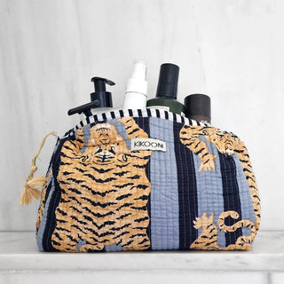 Handgemachte Kosmetiktasche "Poppy Tiger black"