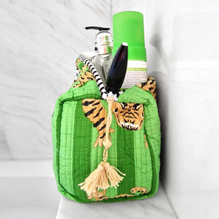 Handgemachte Kosmetiktasche "Poppy Tiger Green"